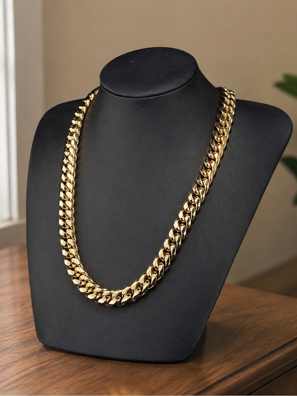 18K Gold Plated 10mm Cuban Link Chain Men’s 20” 18k Plated Stainless Steel Lux
